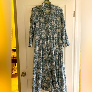 Block Print Shirt Dress, Small
